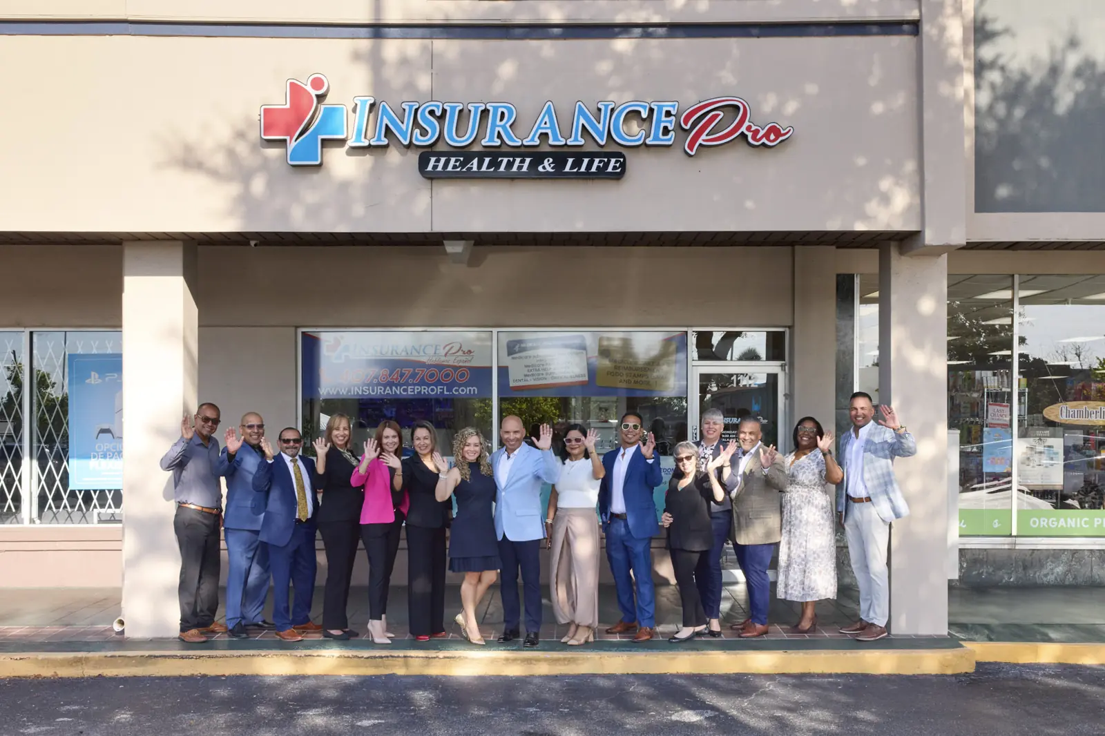 Insurance Pro office team in front of the Kissimmee office
